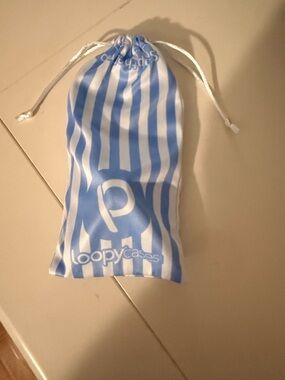 Loopy Case Kids Light Blue & White Striped Drawstring Pouch